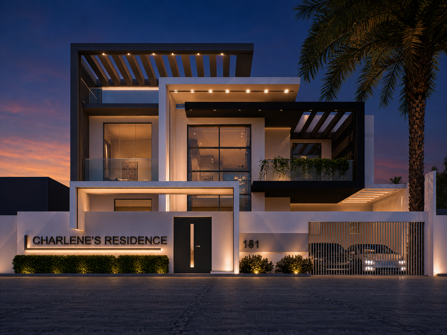 Villa Charlene vue de nuit à Abidjan